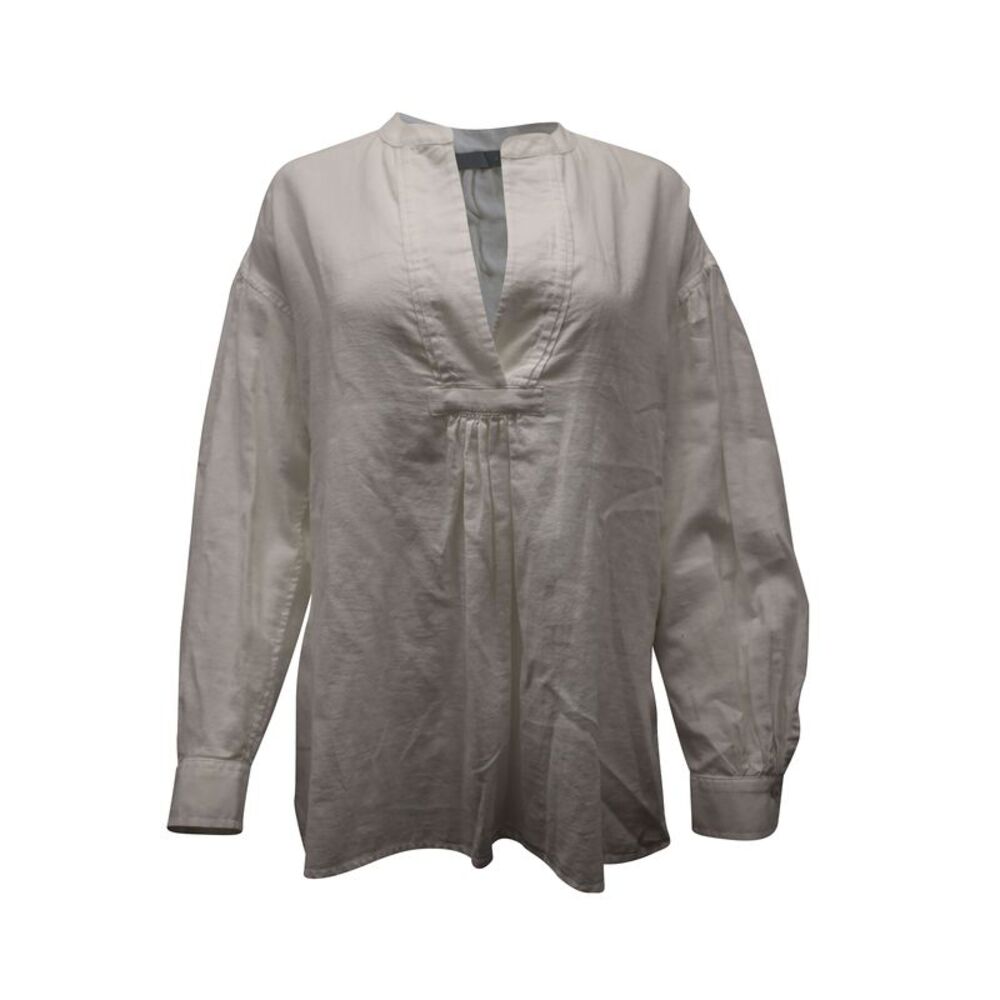 Vince Long Sleeve Blouse in White Cotton